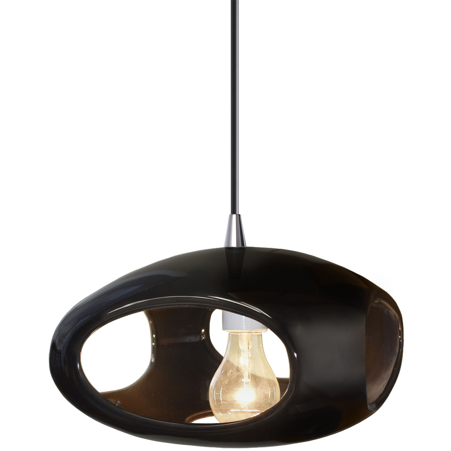 Radiance Collection 1 Light 12 inch Polished Chrome and Gloss Black and Black Pendant Ceiling Light