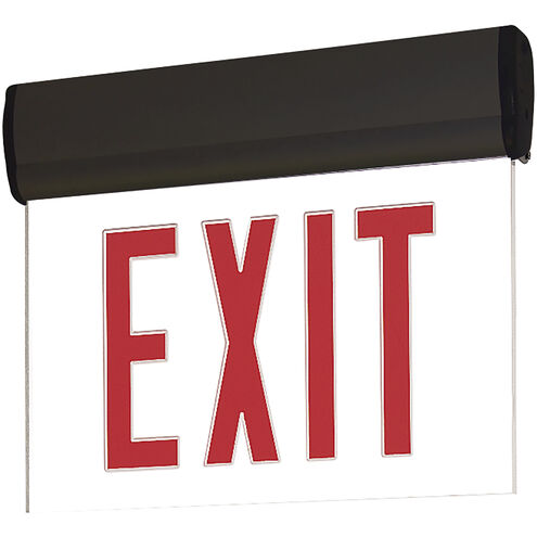 Architectural 1 Light Black Exit / Emergency Ceiling Light in Single-Faced, Red / Clear / Black
