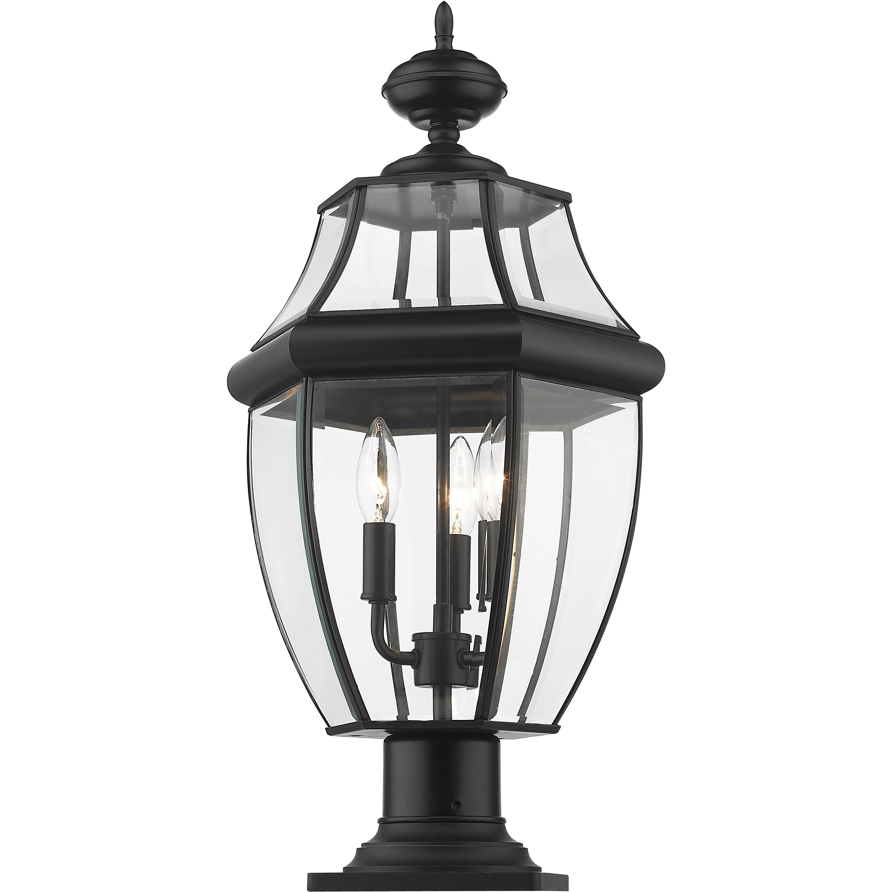 Westover 3 Light 22.25 inch Black Outdoor Pier Mounted Fixture