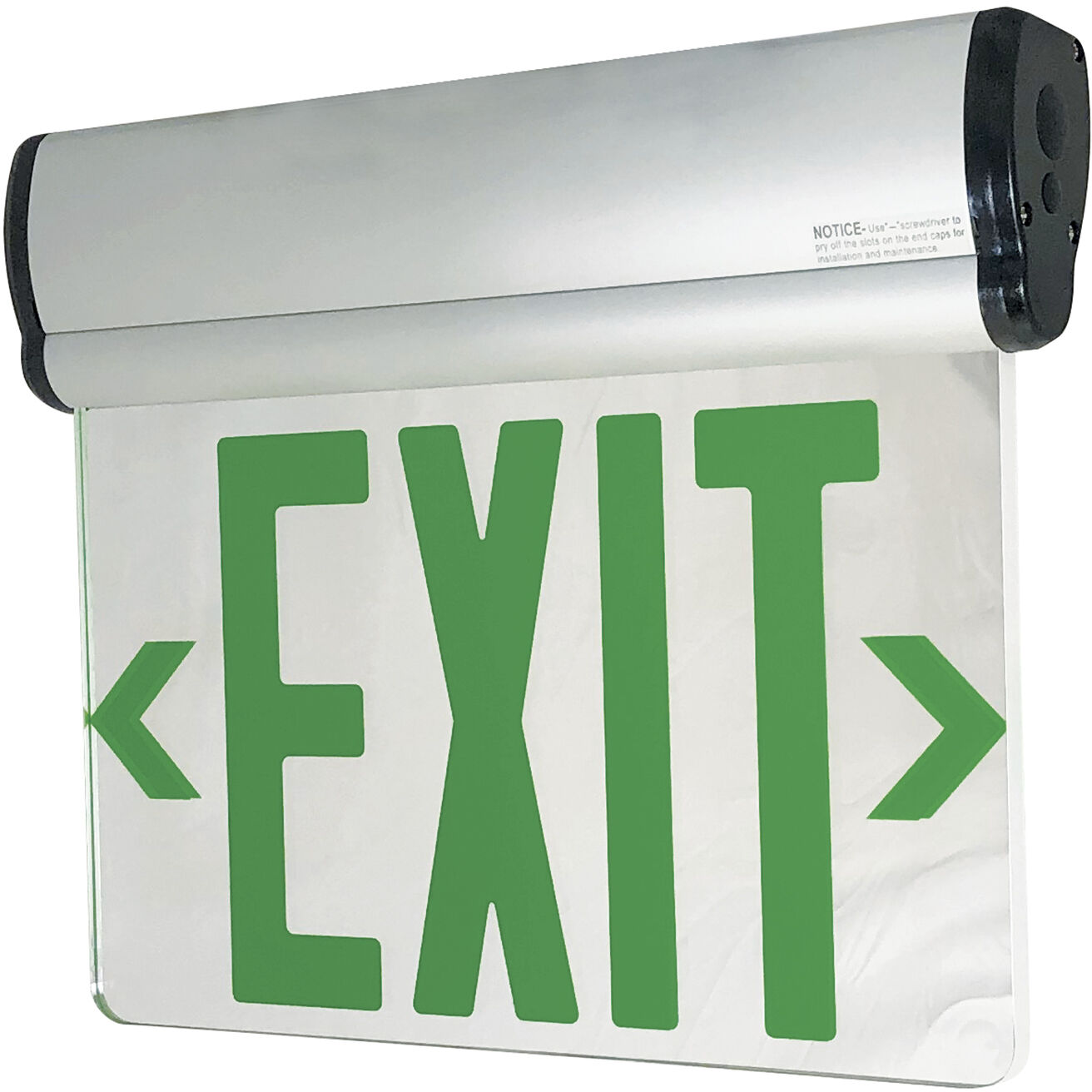 Architectural 1 Light 1.75 inch Aluminum Exit / Emergency Ceiling Light in Double-Faced, Green / Mirror / Aluminum