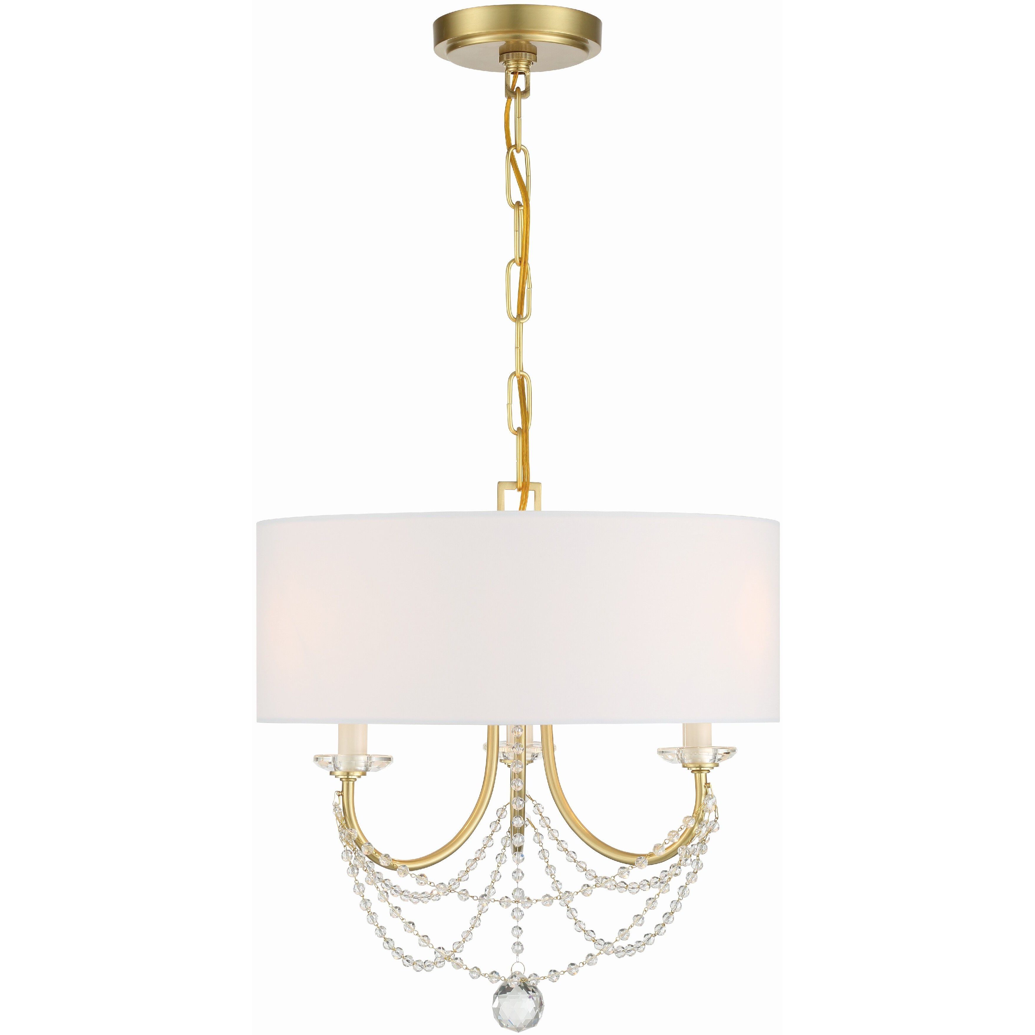 Delilah 3 Light 15.75 inch Aged Brass Mini Chandelier Ceiling Light