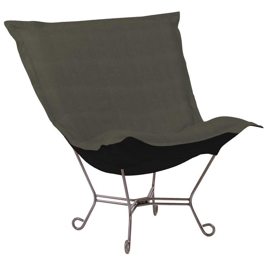 Puff Titanium Frame with Sterling Charcoal Scroll Chair with Cover