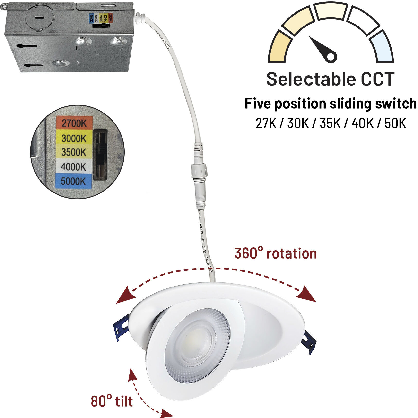 M-Curve Matte Powder White Recessed, Selectable CCT