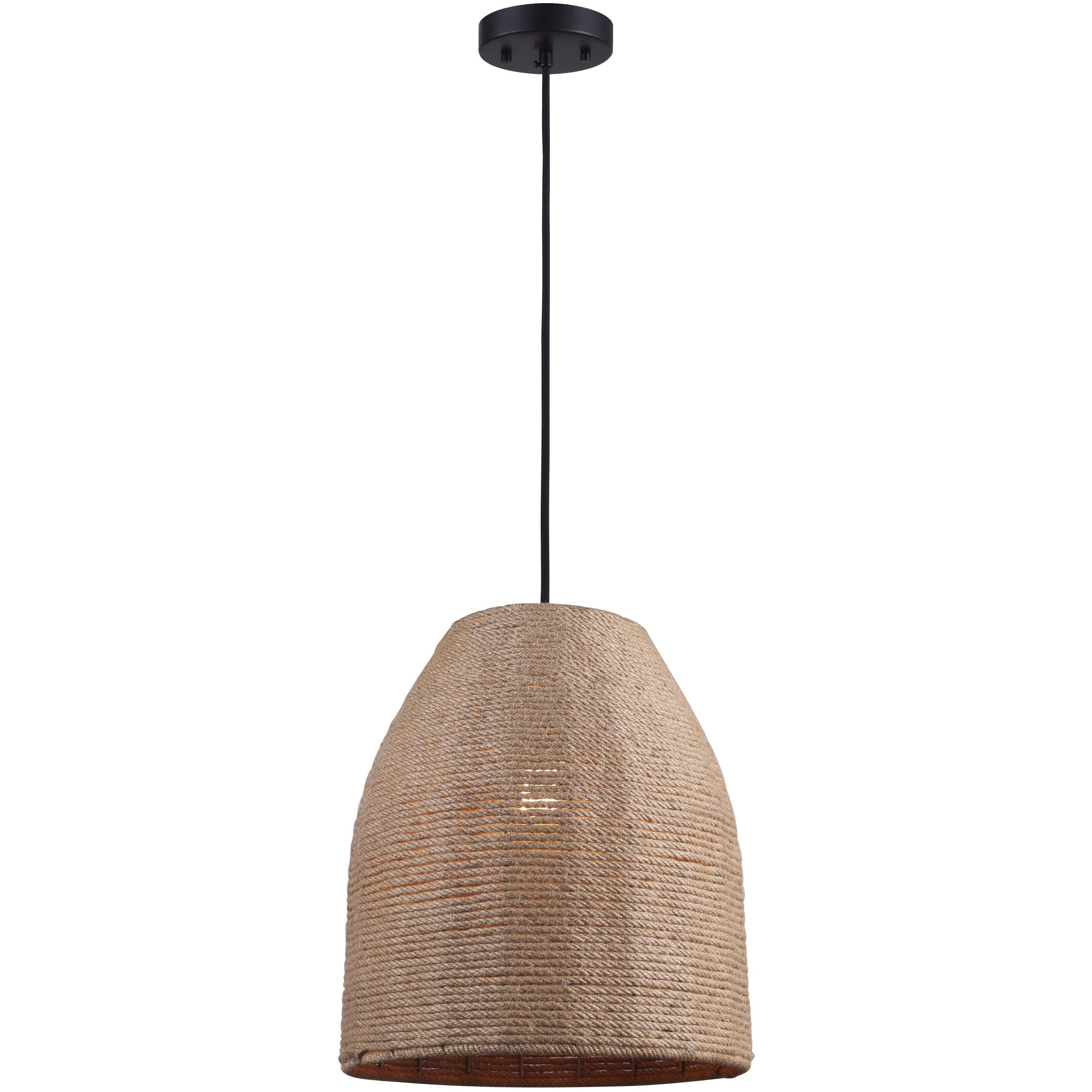 Aubrie 1 Light 12 inch Matte Black/Rope Color Pendant Ceiling Light