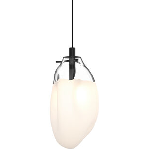 Liquid LED 6 inch Satin Black Pendant Ceiling Light in Poured White Glass