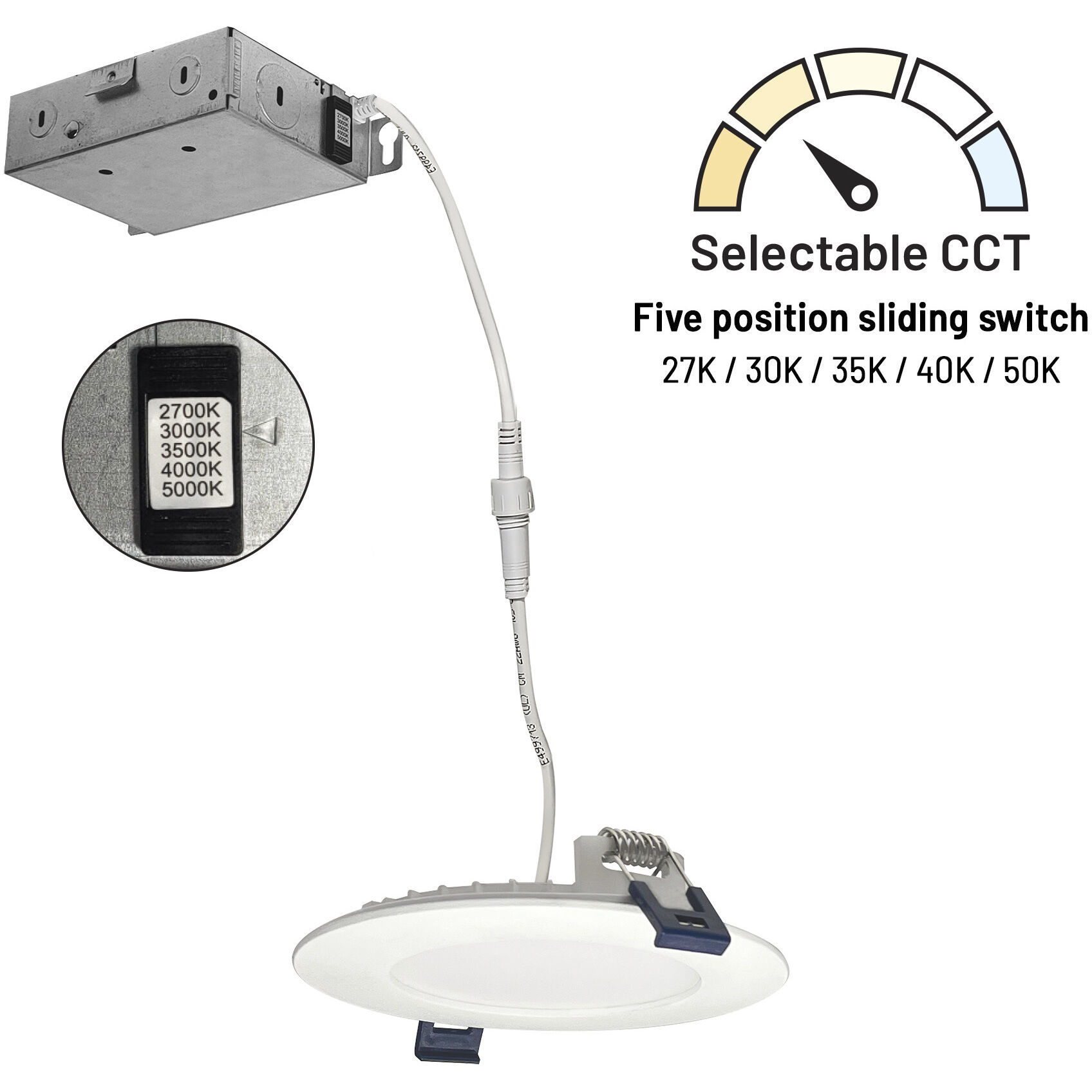 FLAT Matte Powder White Recessed, Selectable CCT