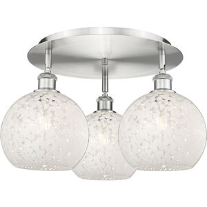 Ballston White Mouchette 3 Light 19.75 inch Satin Nickel Flush Mount Ceiling Light