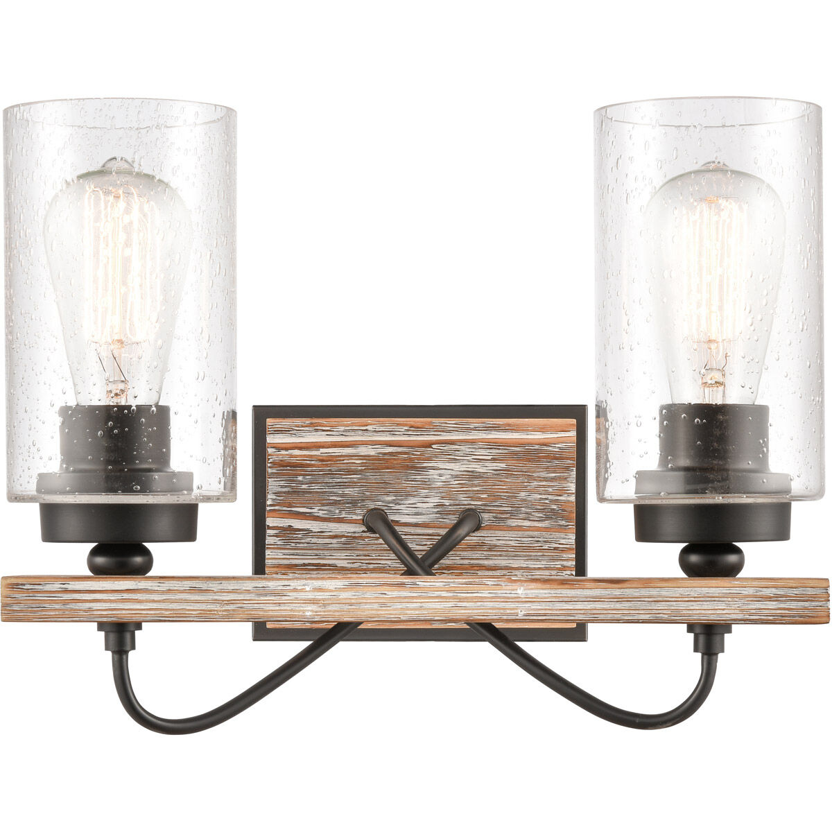 Paladin LED 14 inch Matte Black Bath Vanity Light Wall Light in Seedy Glass