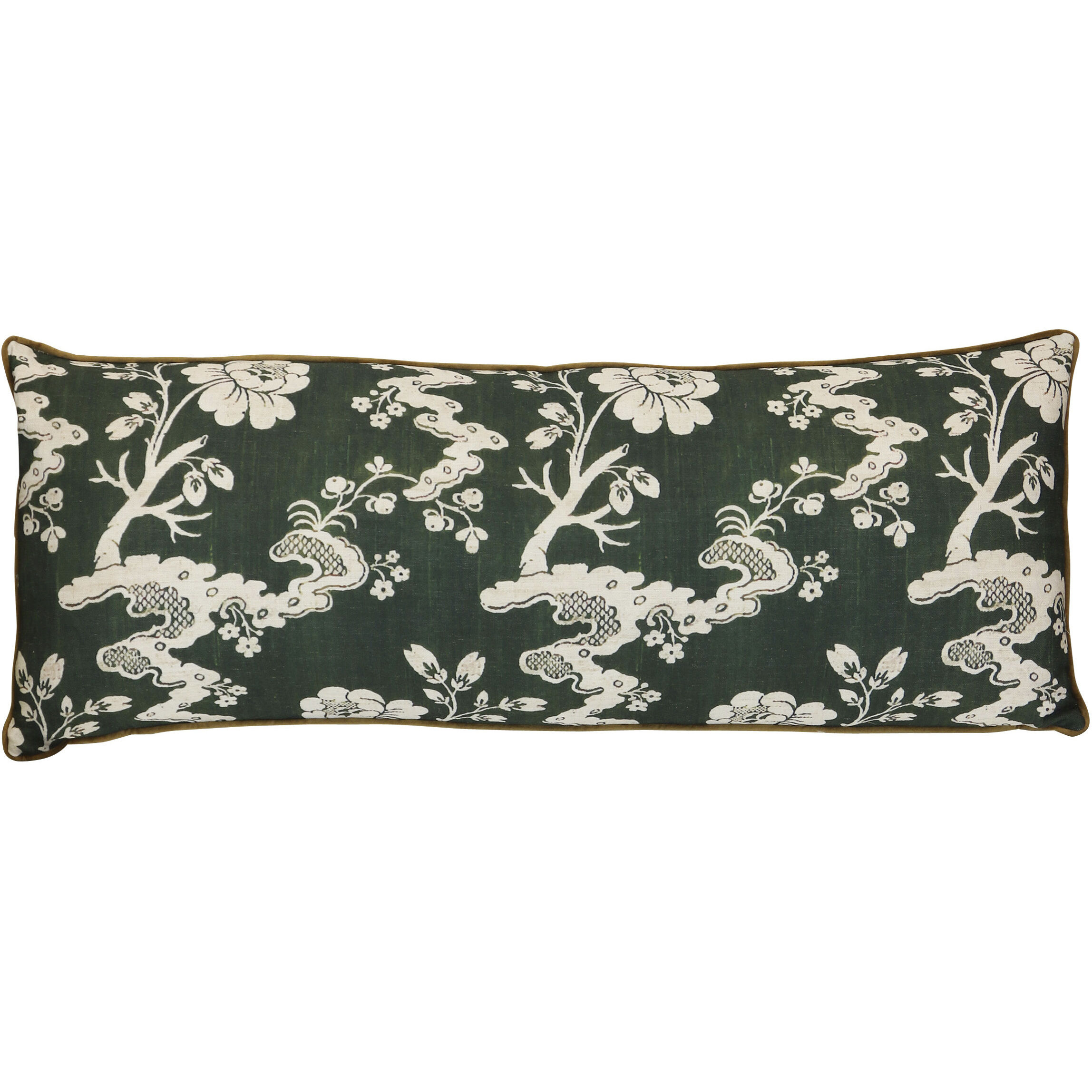 Chinoiserie 36 inch Deep Emerald Green Pillow in 36" x 14"