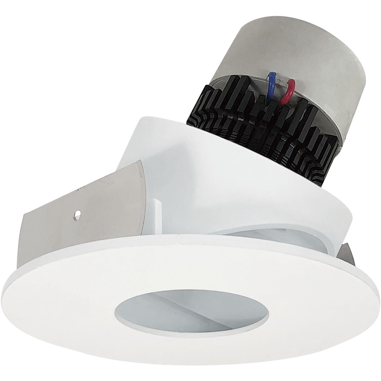 Pearl Matte Powder White Pinhole Adjustable Trim, Retrofit Round