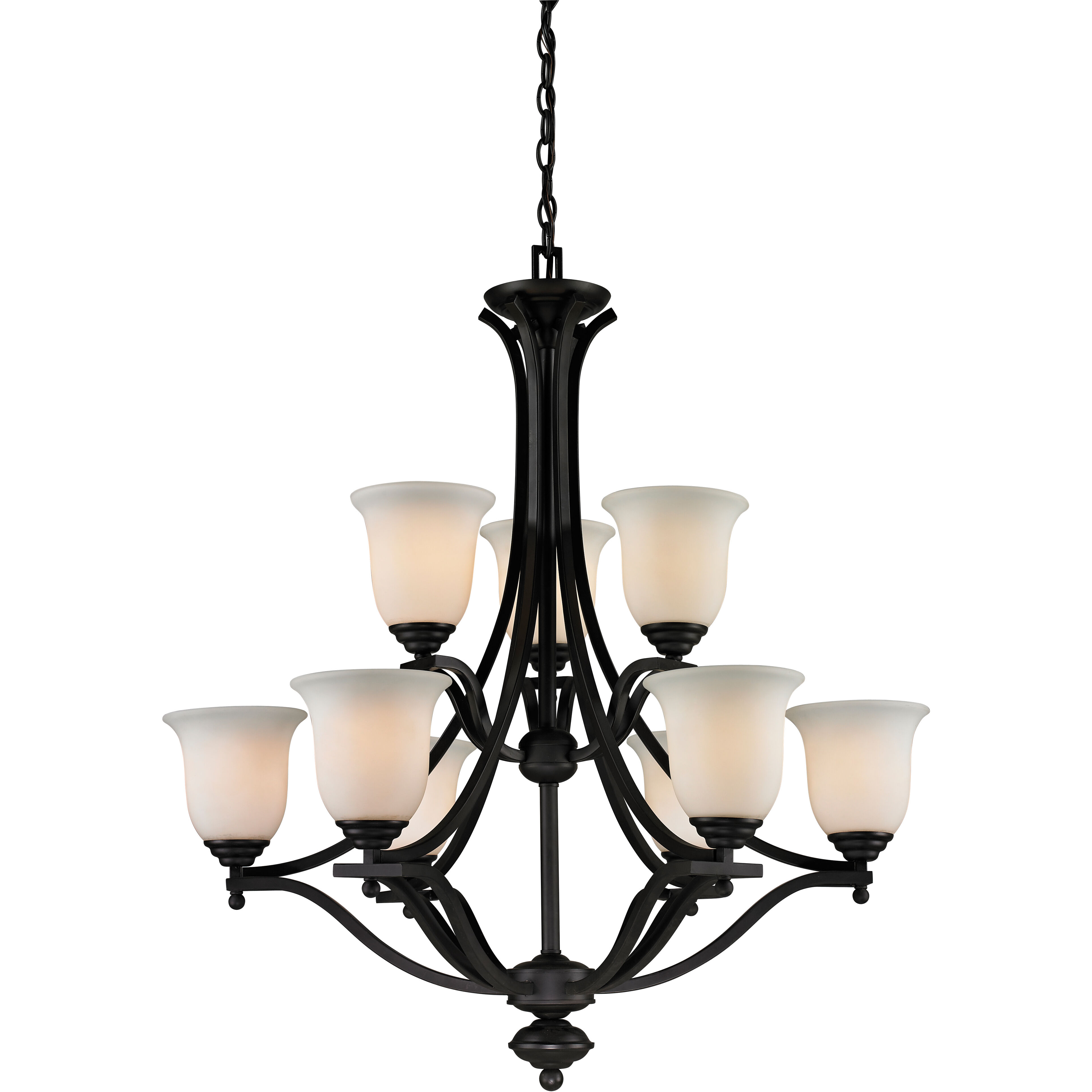 Lagoon 9 Light 31.75 inch Matte Black Chandelier Ceiling Light