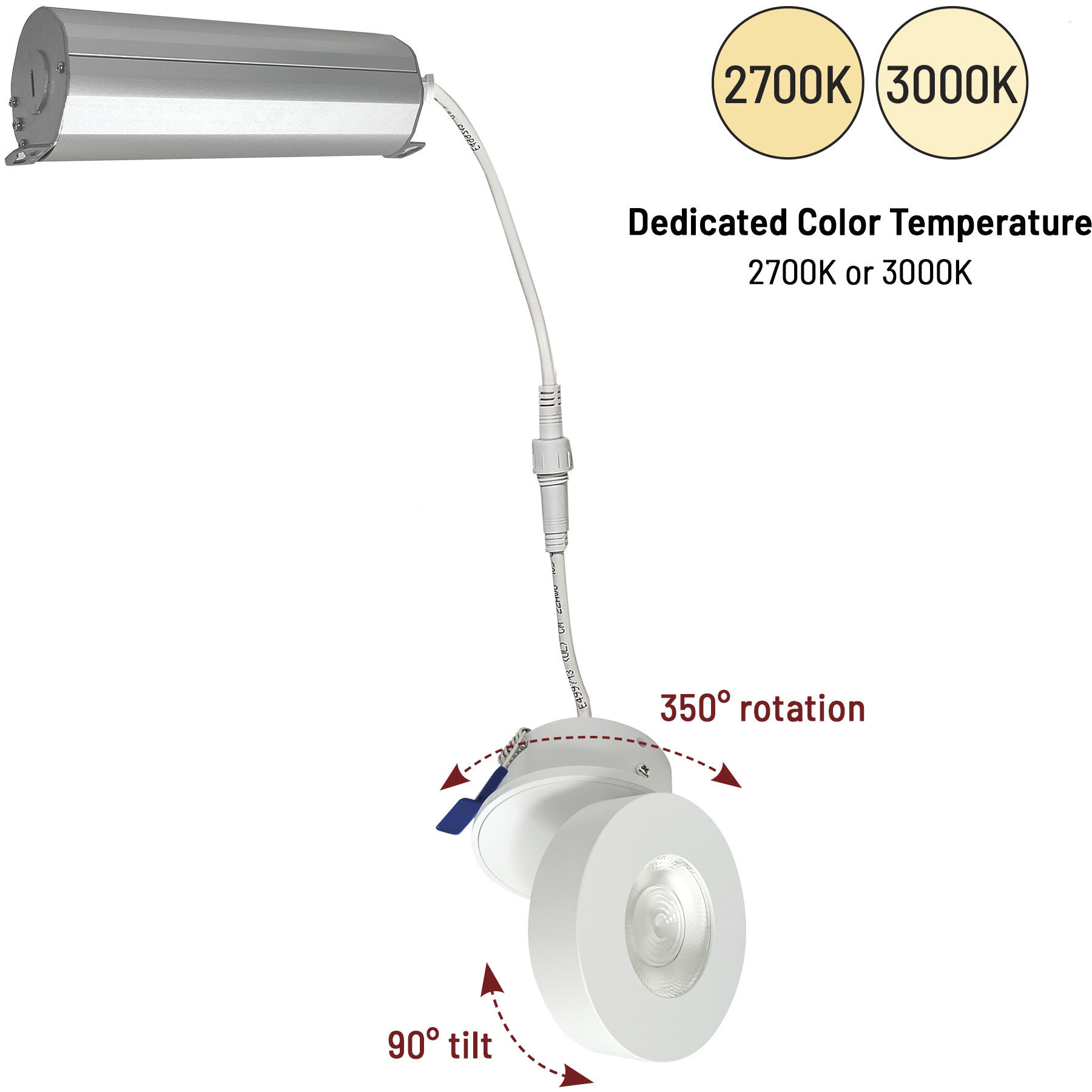 M-Wave Matte Powder White Recessed Can-less Adjustable LED Downlight in 3000K