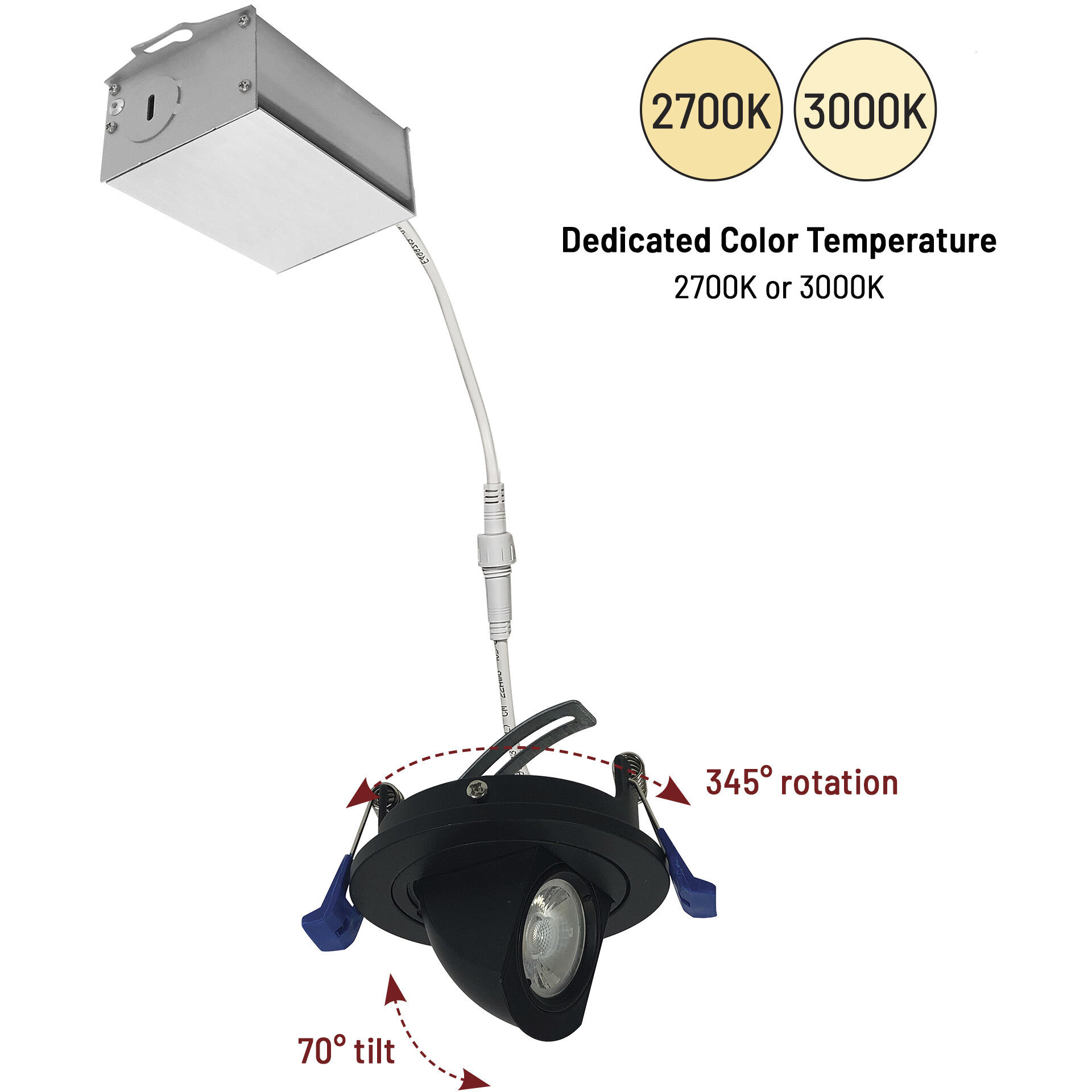 M2 Matte Black Mini Elbow Downlight, Round Trim