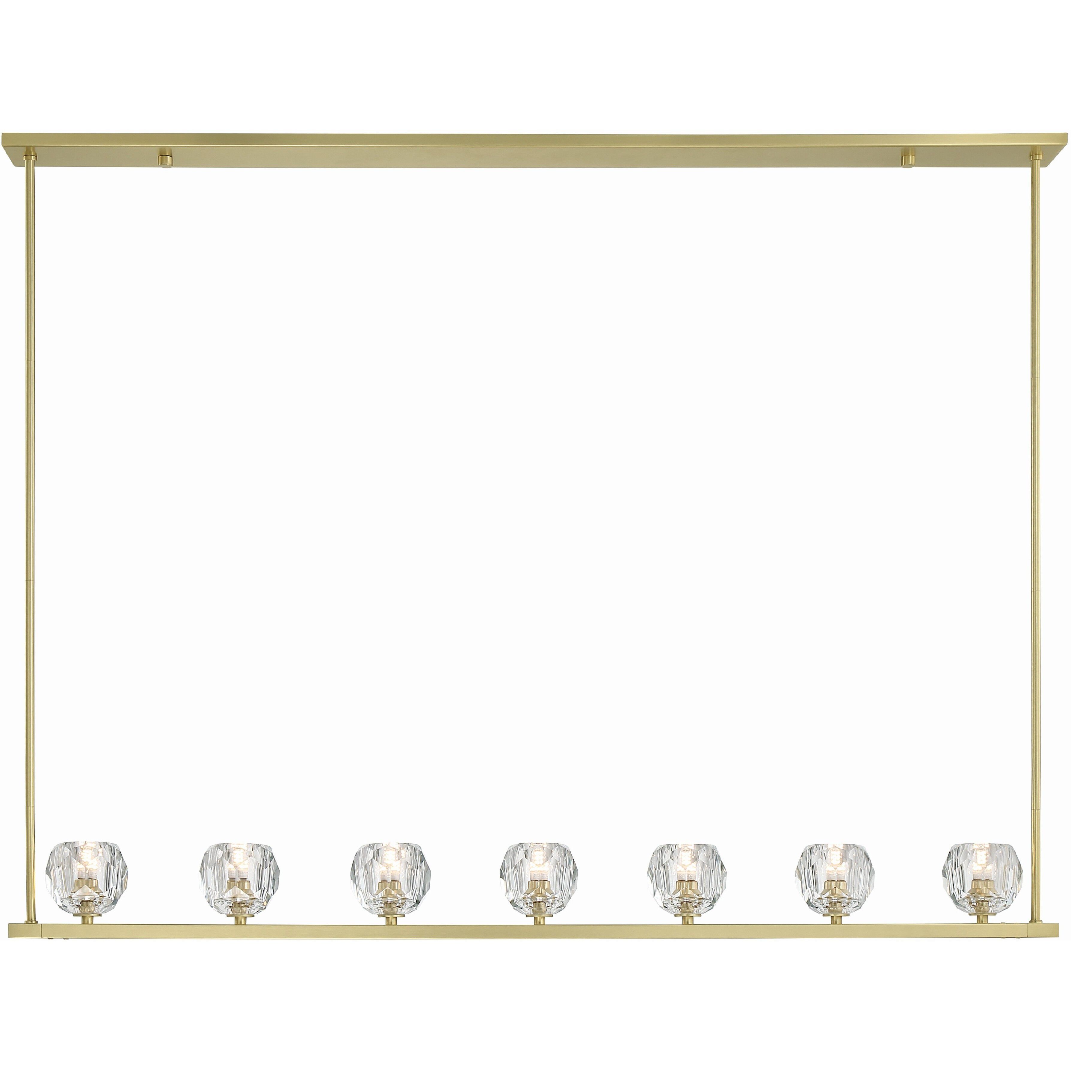 Aragon 7 Light 56 inch Soft Brass Linear Chandelier Ceiling Light