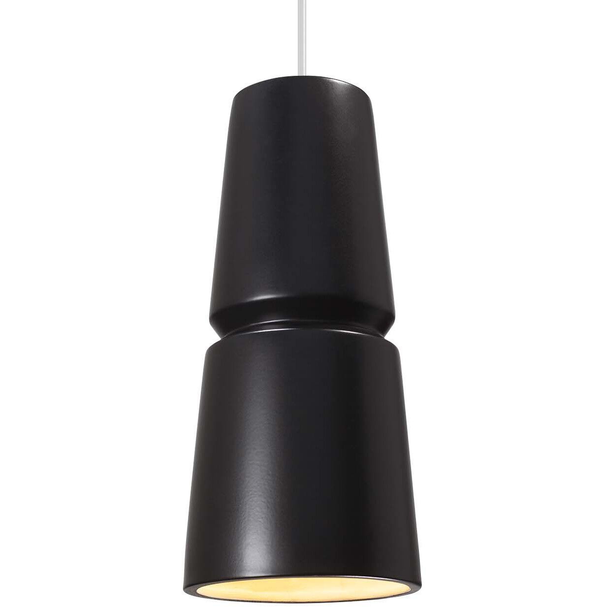 Radiance Collection 1 Light 6 inch Dark Bronze and Gloss Black and White Pendant Ceiling Light