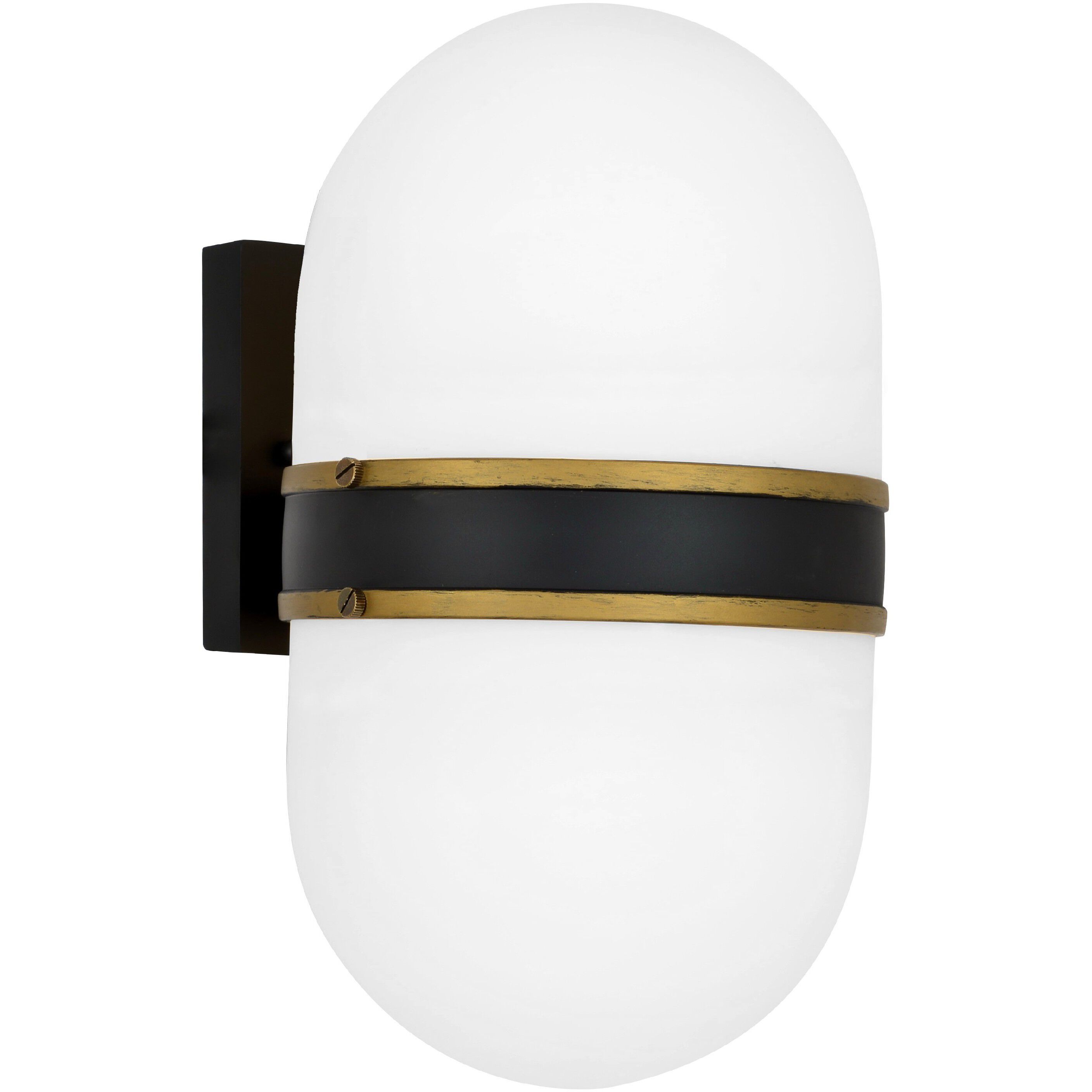 Capsule 2 Light 13.25 inch Matte Black and Textured Gold Outdoor Sconce
