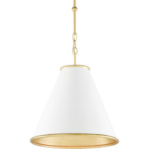 Pierrepont 1 Light 16 inch Painted Gesso White/Contemporary Gold Leaf Pendant Ceiling Light, Small