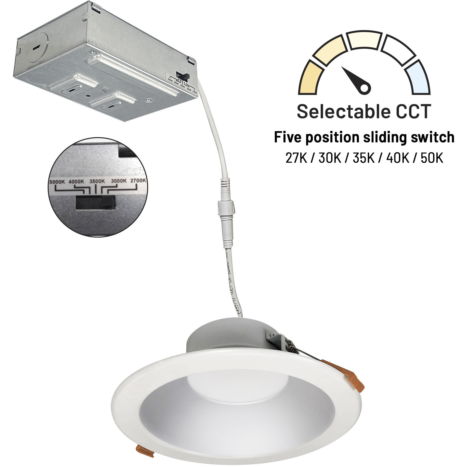 Theia Haze / Matte Powder White Recessed, Selectable CCT