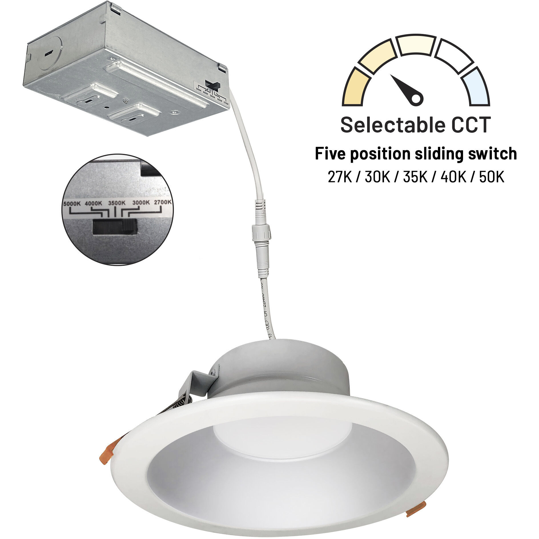 Theia Haze / Matte Powder White Recessed, Selectable CCT