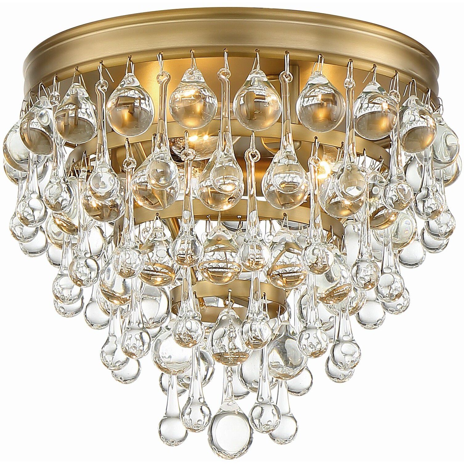 Calypso 3 Light 10.5 inch Vibrant Gold Flush Ceiling Light