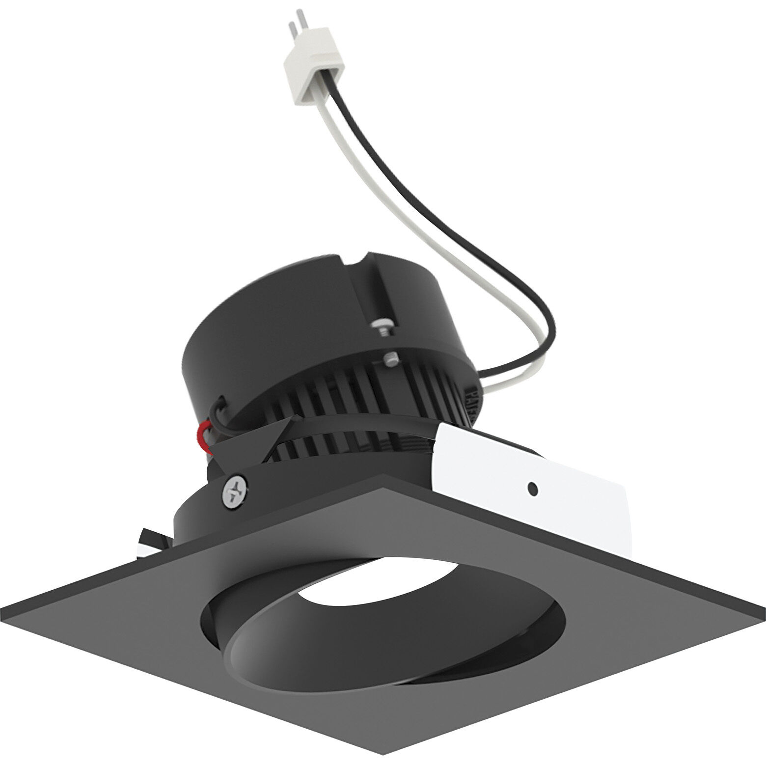 Pearl Black Reflector / Black Flange LED Square Adjustable Cone Retrofit in 2700K, 4" Retrofit