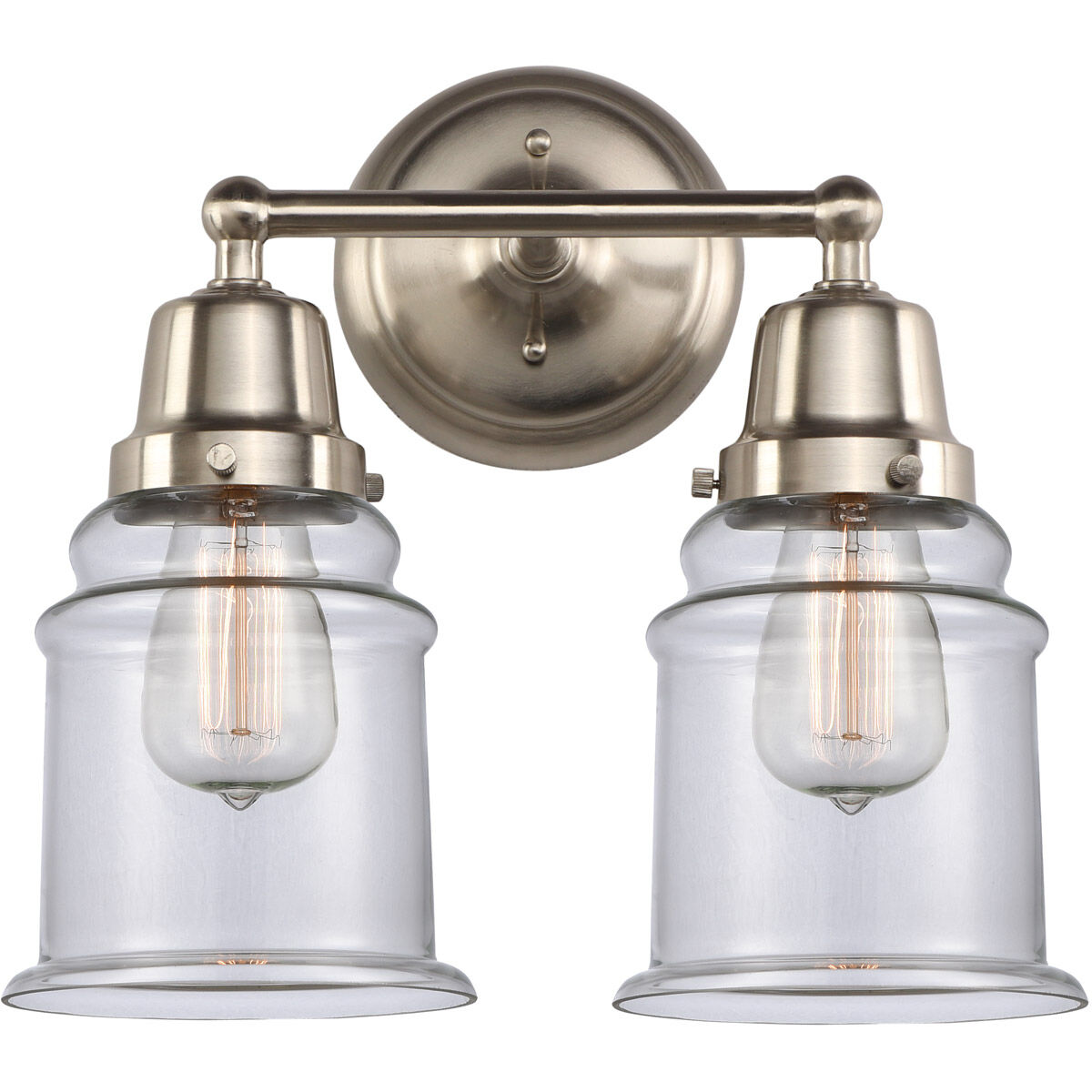 Aditi Canton 2 Light 14 inch Brushed Satin Nickel Bath Vanity Light Wall Light, Aditi