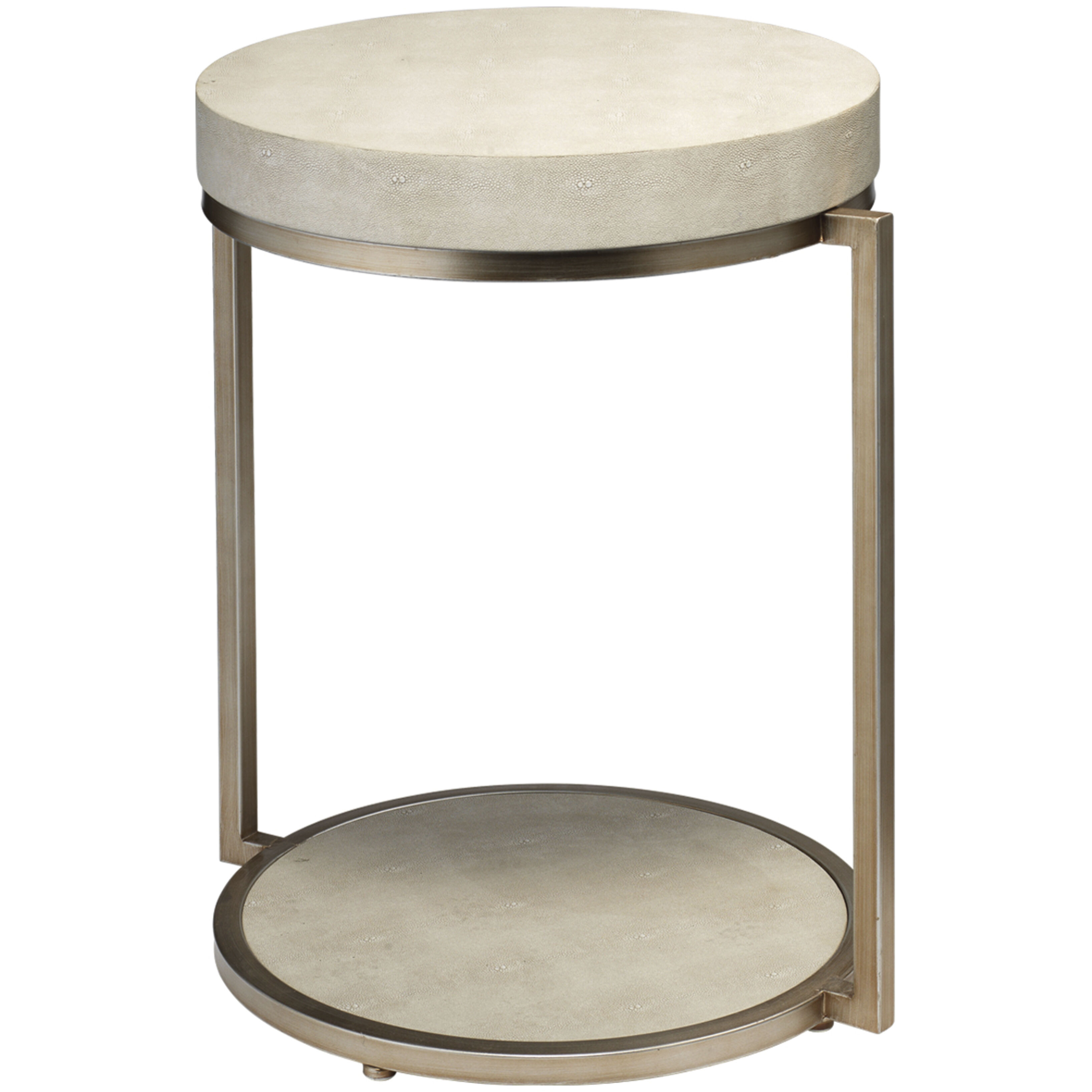 Chester Round 23.5 X 20.5 inch Ivory Faux Shagreen and Antique Brass Metal Side Table