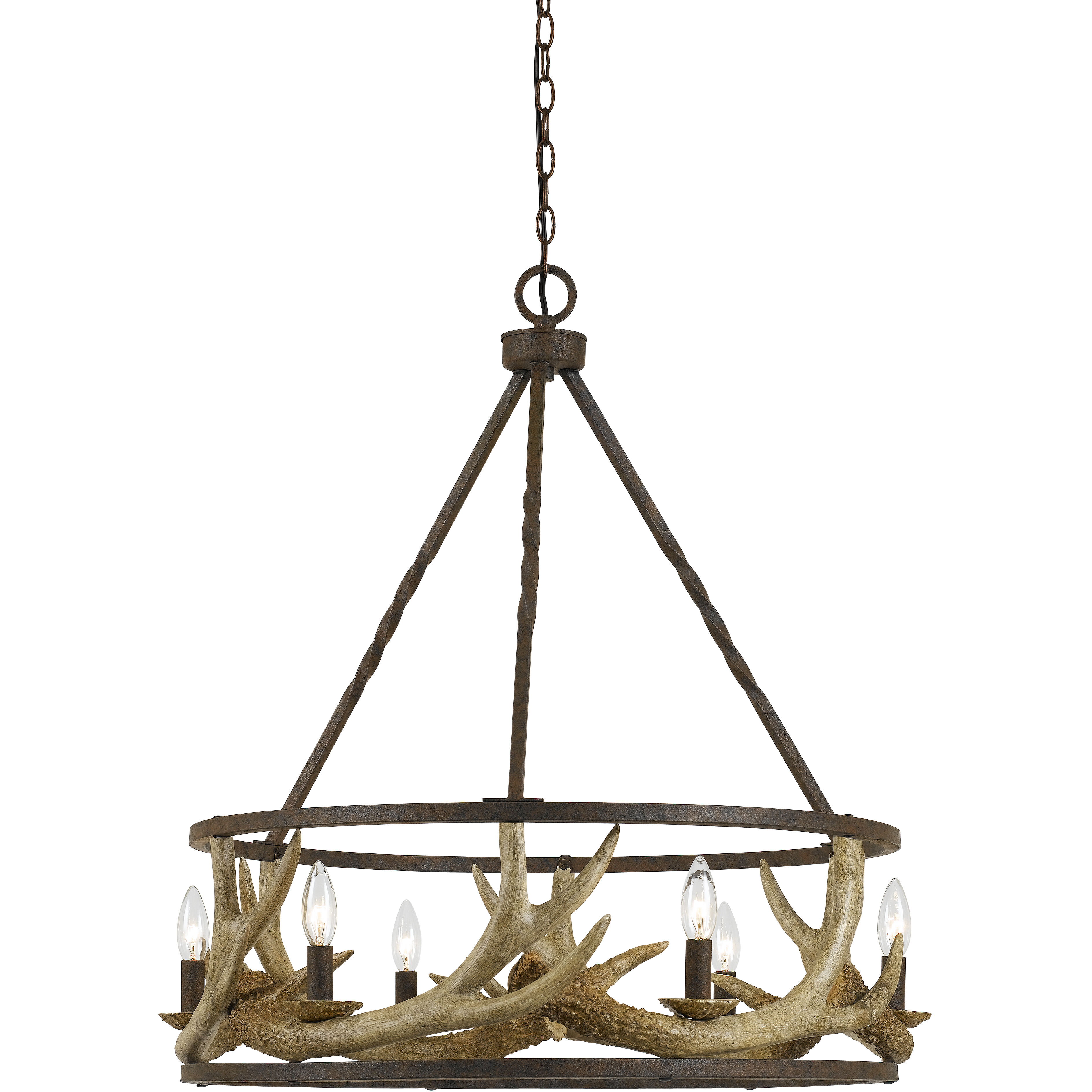 Antler 6 Light 26 inch Rust Chandelier Ceiling Light