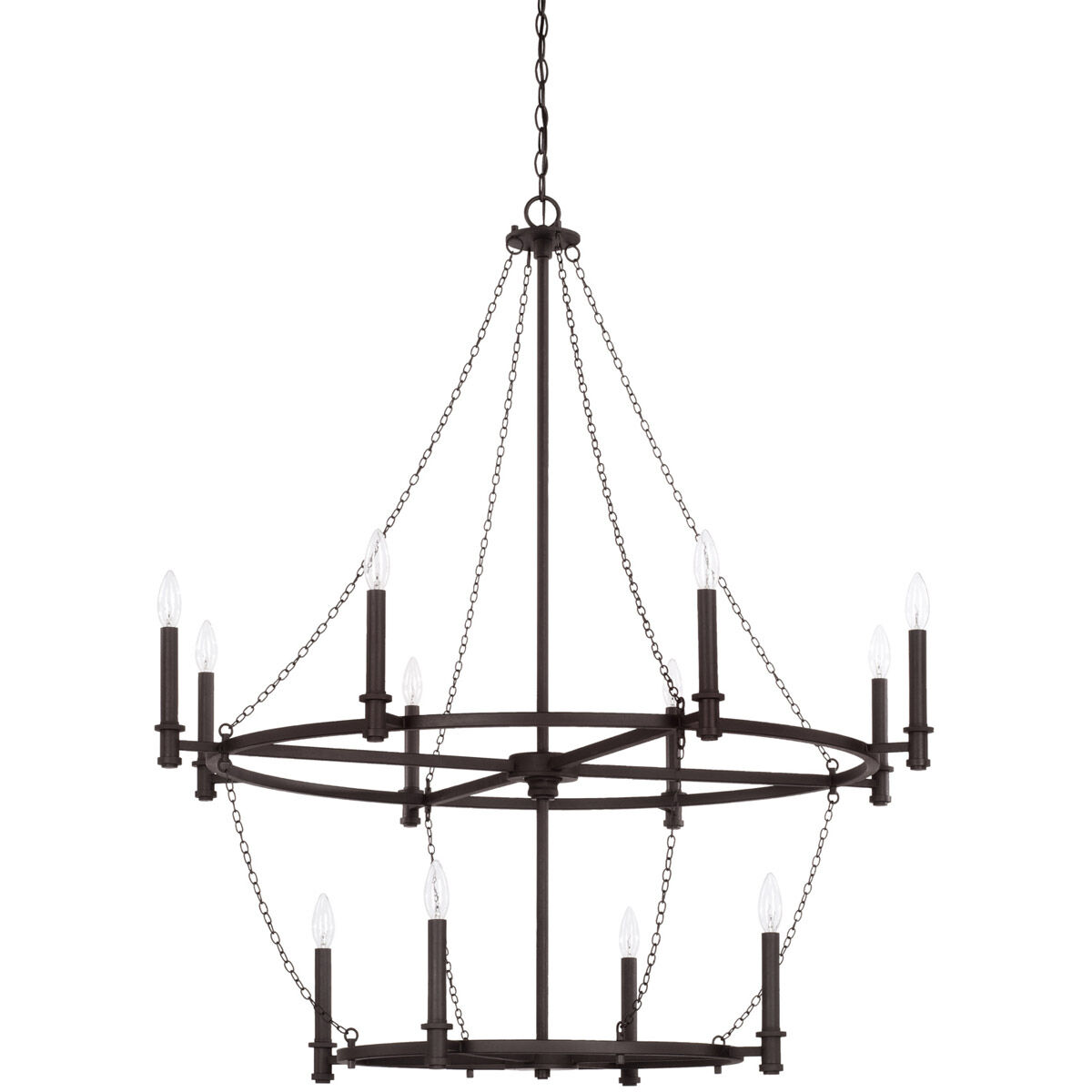 Lancaster 12 Light 40.5 inch Black Iron Chandelier Ceiling Light