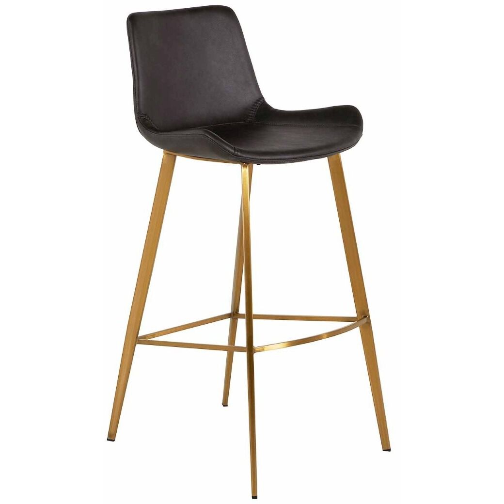 Hines 40.25 inch Charcoal Brown Leather / Stainless Gold Bar Counter Stool