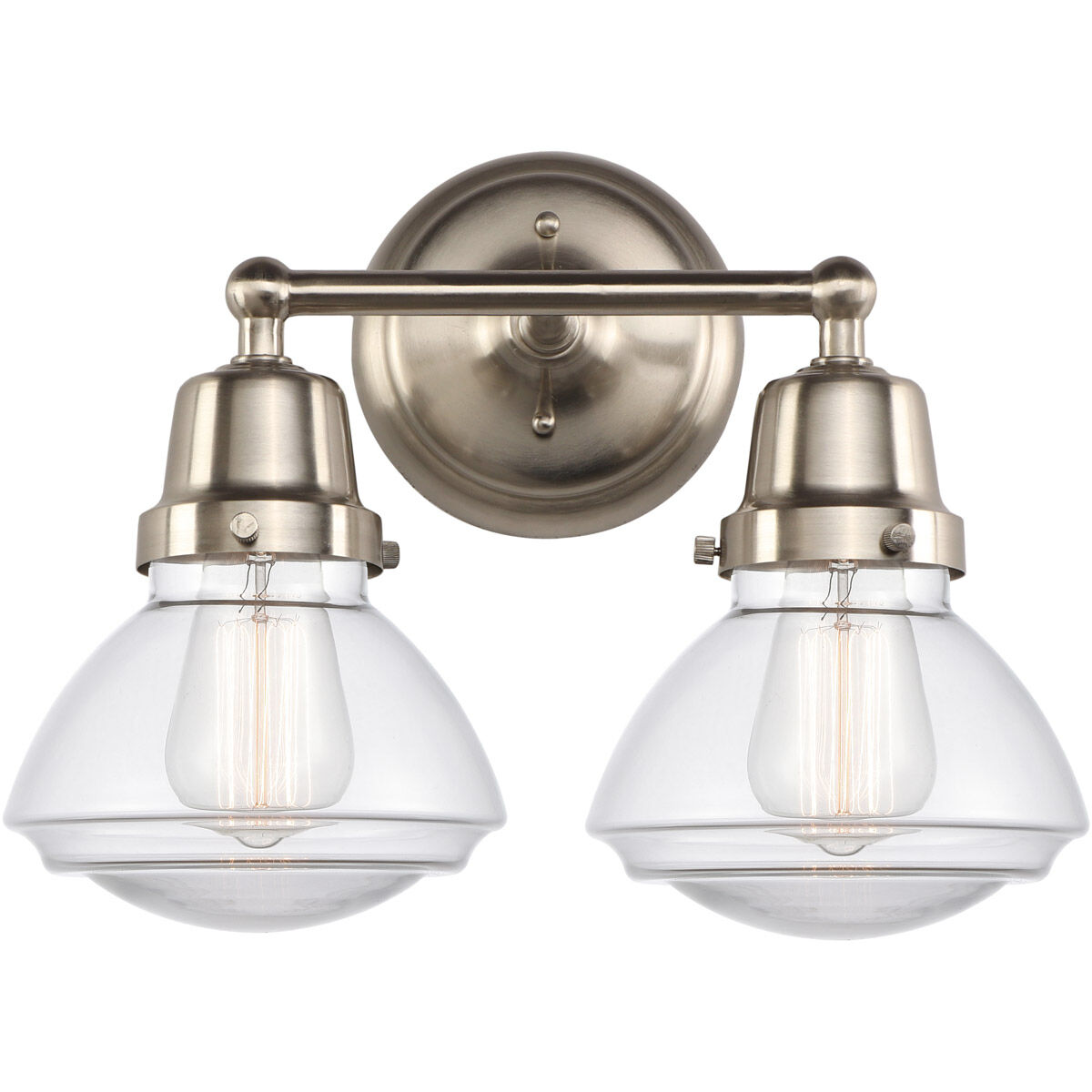 Aditi Olean 2 Light 14.75 inch Brushed Satin Nickel Bath Vanity Light Wall Light, Aditi