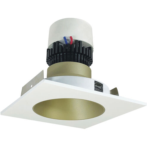 Pearl Champagne Haze/Matte Powder White Deep Cone Reflector Non-Adjustable Trim, Retrofit Square/Round