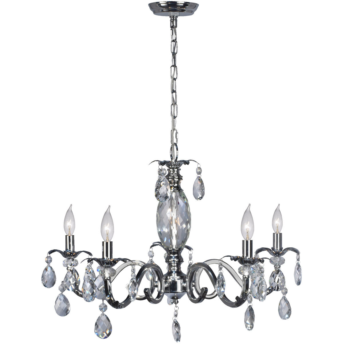 Evelyn 5 Light 27.5 inch Polished Chrome Chandelier Ceiling Light