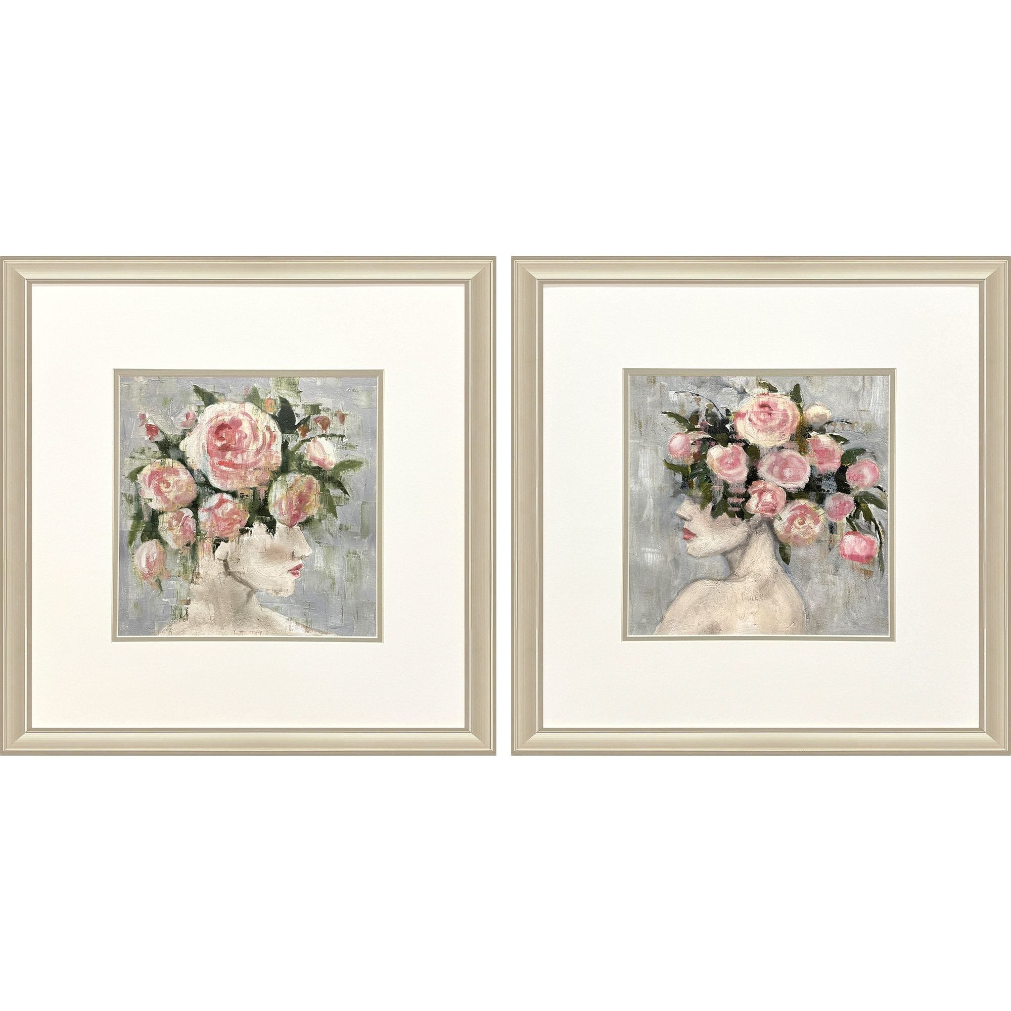 Rose Girl Pink and Green and Neutral and Gray Framed Art, Propac