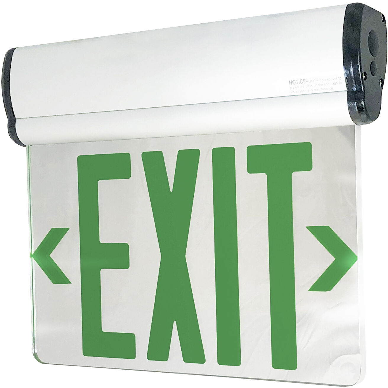 Architectural 1 Light 1.75 inch White Exit / Emergency Ceiling Light in Double-Faced, Green / Mirror / White