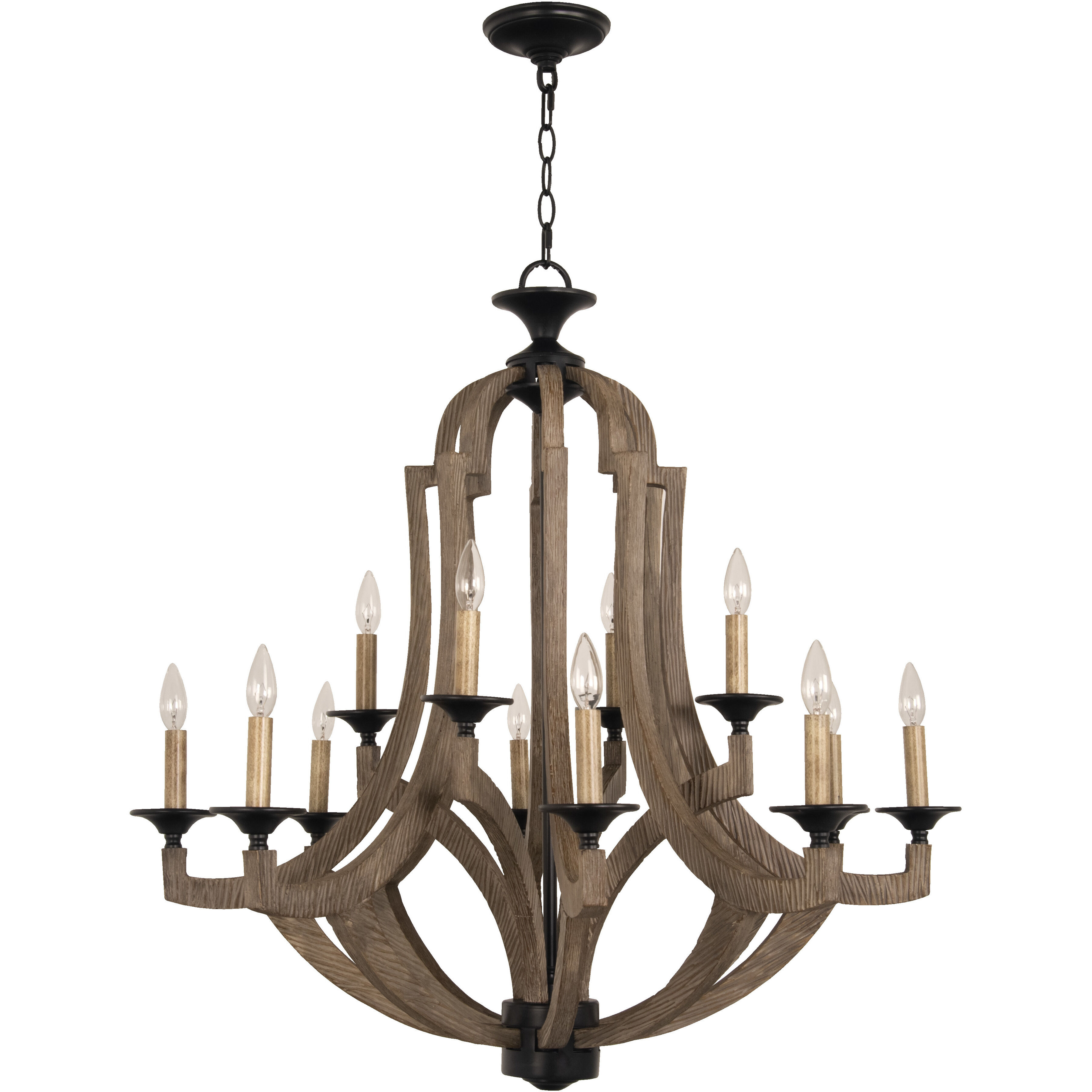 Winton 12 Light 36 inch Weathered Pine Chandelier Ceiling Light