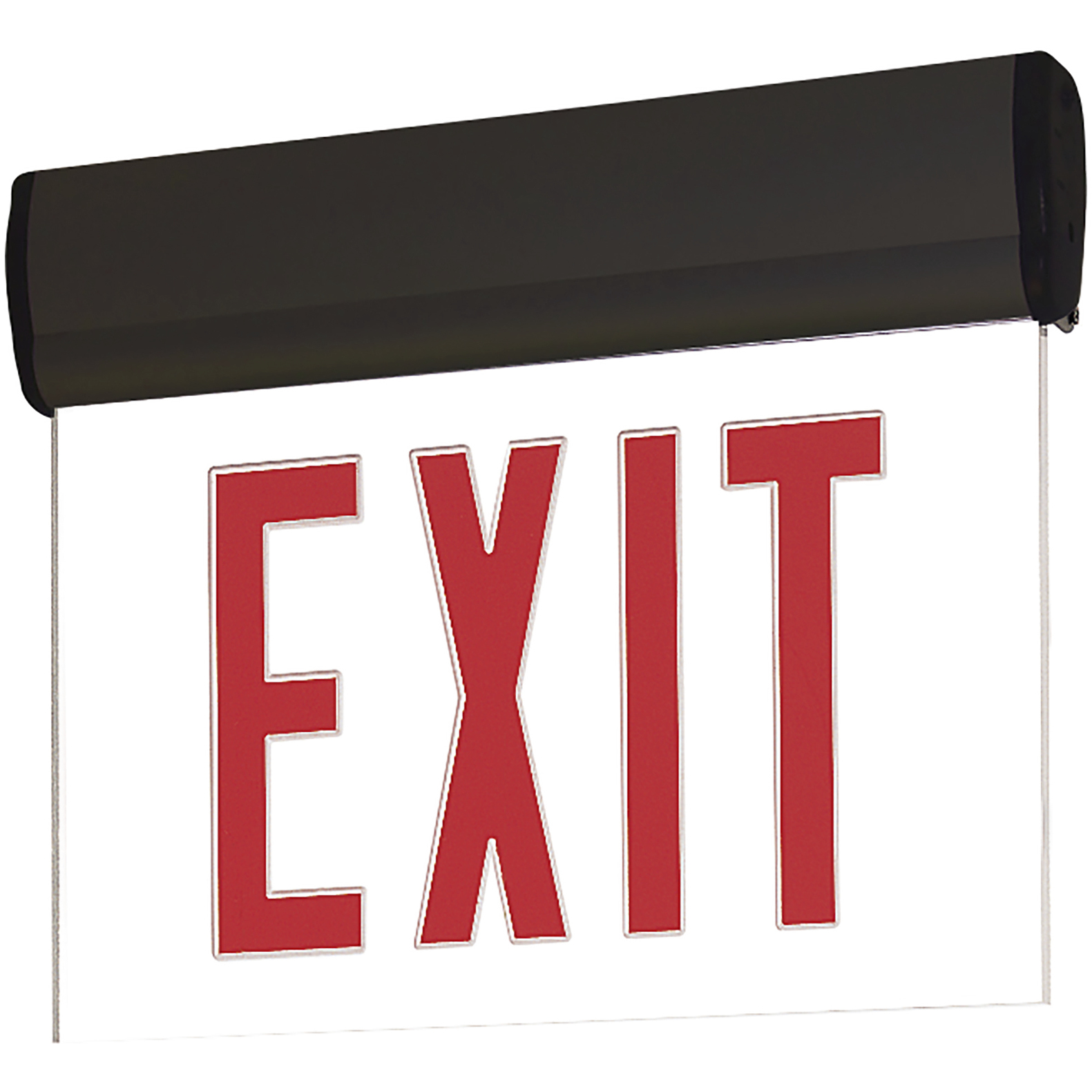 Architectural 1 Light Black Exit / Emergency Ceiling Light in Single-Faced, Red / Clear / Black