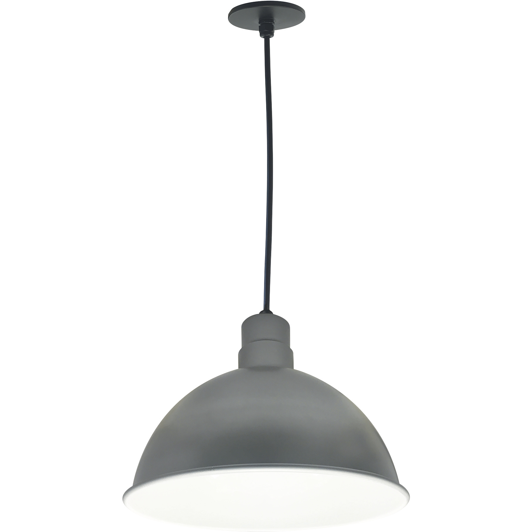 RLM Shade 1 Light 16 inch Gun Metal and White Pendant Ceiling Light