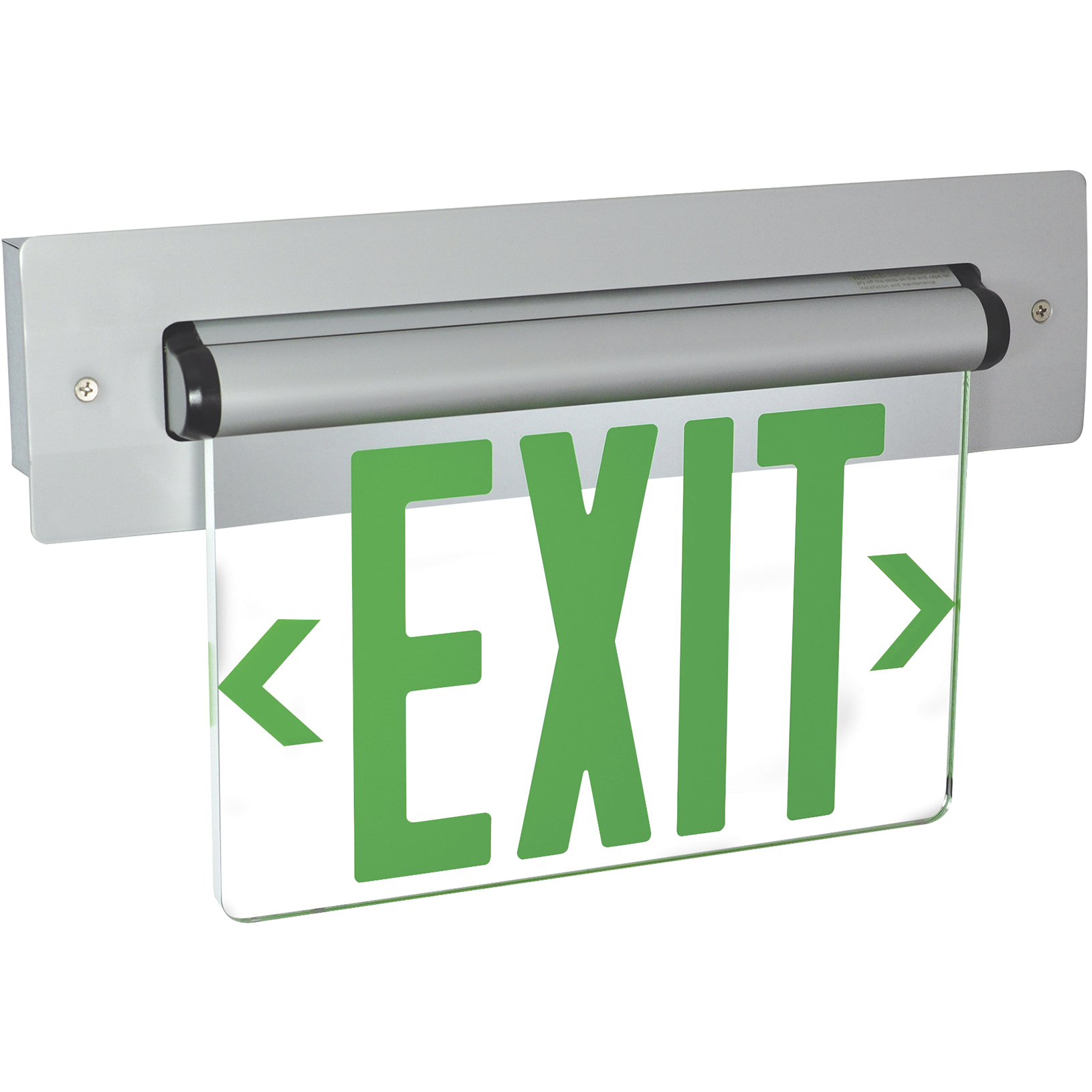 Architectural 1 Light Green Letters and Aluminum Housing Exit / Emergency Ceiling Light in Single-Faced, Green / Clear / Aluminum